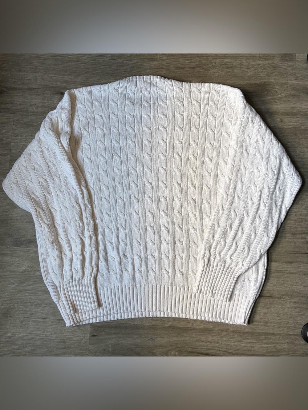 Polo Ralph Lauren White Cable Knit Sweater with Golf Crest Embroidered Patch- XL - Picture 6 of 8